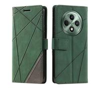 JIAFEI Coque pour Oppo Reno 12F / Oppo Reno 12 FS, Housse Premium en Cuir PU pour Etui Antichoc Portefeuille Bicolore [Cordon/Ranges Cartes/Magnetique/Stand], Vert