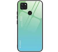 JIAFEI Coque pour Realme C21Y / Realme C25Y Coque, Etui Dégradé de Couleur Verre Trempé Back Coque + Souple Silicone TPU Case Cover Protection Antichoc Housse, 6
