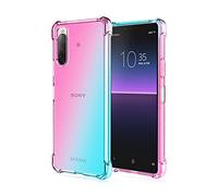 JIAFEI Coque pour Sony Xperia 10 II Étui Protecteur en Souple Silicone TPU Antichoc Housse de Protection en Couleur Dégradée Compatible avec Sony Xperia 10 II Rose/Vert