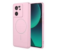 JIAFEI Coque pour Xiaomi 13T 5G / Xiaomi 13T Pro 5G, Compatible avec Magnétique Silicone Liquide Housse, Protection Complète, Doublure en Microfibre Étui, Rose