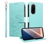 JIAFEI Coque pour Xiaomi POCO M7 4G, Housse Premium en Cuir PU pour Etui Portefeuille avec Beau Chiot Motif, [Cordon/Ranges Cartes/Magnetique/Stand], Vert