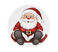 JIAGLINDE Tapis de souris rond en tissu imprimé Père Noël, antidérapant et lavable avec base en caoutchouc pour bureau, ordinateurs portables, souris sans fil 20,3 cm