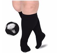JiaHan Chaussettes de Compression Grande Taille XL-7XL, Mollet Large pour Femmes et Hommes Bas de Compression de Soutien médical pour Varices, pour de vol Voyager, Courir Black-6XL