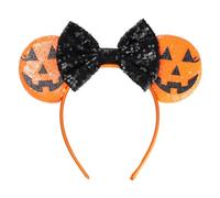 JIAHANG Serre-tête oreilles de souris d'Halloween avec nœud à paillettes et citrouille, décoration de fête, accessoire de cheveux pour femmes et filles