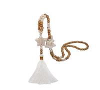 JIAHEY Vintage Turquoise Ronde Tassel Pull chaîne Collier Bohême Boho Main Long Bois Collier de Perle Mesdames joaillierie (Type 4)