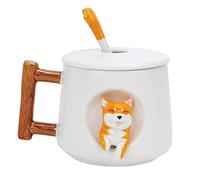 JIAHG 3D Mug Chien Mignon Créatif Tasses à Café Thé Lait en Porcelaine 401-500ml Mug Céramique Fait à Main avec Couvercle et Cuillère Idée Cadeau pour Hommes et Femmes