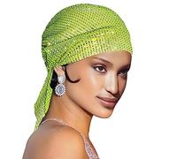JIAHG Bandana en Maille à Paillettes Femme Bandeau Élastique avec Strass Scintillant Bonnet Coiffure en Filet Accessoire de Danse Disco Bal Soirée Night-club Festival de Musique