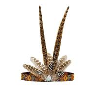 JIAHG Bandeau de Plume Indien Serre-tête Exotique avec Plume de Paon Faison Headband Elastique National Amérindien Mexicain Coiffure de Fête à Thème Carnaval Halloween Spectacle en Scène