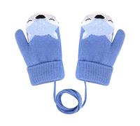 JIAHG Bébé Moufle Tricoté Hiver Gants Plein-doigts Double-Couches Gants Thermique en Plein air Mignon Gants à Motif Renard Moufle Chaud avec Cordon Anti-Perdu pour Enfants âgé Moins de 3 Ans