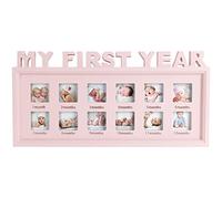 JIAHG Cadre Photo pour Nouveau-né Ma Première Année Cadre Photo Bébé Naissance Cadre de Photo Table et Suspendu Cadre Photo Décoration de Maison Enfant Photo Album Souvenirs de Croissance