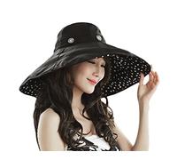 JIAHG Capeline Femme Pliable Imprimé Florale Chapeau de Soleil Plage à Large Bord UV Protection Double Faces à Porter pour Voyage Camping Vacances Cueillir