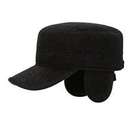 JIAHG Casquette de Base-Ball d'hiver avec Oreillettes Homme Casquette Militaire Cadet Armée Chapeau Dessus Plat en Feutre Béret Laine Classique Thermique, 56-60 CM