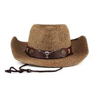 JIAHG Chapeau de cowboy unisexe - Chapeau de paille - Chapeau western - Chapeau d'été - Chapeau de soleil - Chapeau panama - Chapeau de pirate - Chapeau de plage - Chapeau de plage, Café B, 56-58