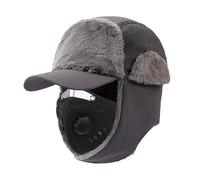 JIAHG Chapka d'hiver Homme Casquette Chaud Épais avec Cache-Oreilles et Masque Visage Chapeau de Trappeur Doublure Polaire Cagoule de Ski Neige Cyclisme Camping Randonnée