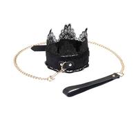 JIAHG Collier Ras du Cou en Dentelle avec Anneau en O Collier SM Esclave avec Chaîne en Laisse Ajustable Jouet Sexuel Saint-Valentin pour Adultes