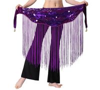 JIAHG Écharpe de Hanche à Paillettes Femmes Ceinture de Danse Orientale Jupe de Danse du Ventre Foulard à Franges Chaîne de Taille Danse Classique Samba Tango Latine