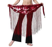 JIAHG Écharpe de Hanche à Paillettes Femmes Ceinture de Danse Orientale Jupe de Danse du Ventre Foulard à Franges Chaîne de Taille Danse Classique Samba Tango Latine