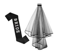 JIAHG Ensemble de Voile et Écharpe de Mariée aux Lettres Perles Voile Courte 2 Couches avec Peigne Écharpes de Mariage Cérémonie Soirée à Thème