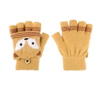 JIAHG Gants en Tricot d'Hiver pour Fille et Garçon 3-6 Ans Gants Demi Doigts à Rabat Repliable 2 Usages Mitaines Tricotées Motif à Renard Mignon Doux Chaud pour Enfants