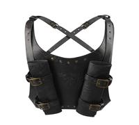 JIAHG Harnais de Dos Double Fourreau d'Épée en Cuir PU | Porte-Épée Réglable pour Cosplay Halloween Carnaval Jeu de Rôle LARP Accessoire de Déguisement Chevalier Médiéval