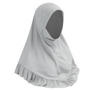 JIAHG Hijab à Enfiler avec Bonnet Intégré pour Femme Musulmane Foulard de Tête à Bordure Plissé Élégant Printemps Été Écharpe Protection Solaire pour Femme Malaisienne Arabe Saoudienne Africaine