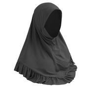 JIAHG Hijab à Enfiler avec Bonnet Intégré pour Femme Musulmane Foulard de Tête à Bordure Plissé Élégant Printemps Été Écharpe Protection Solaire pour Femme Malaisienne Arabe Saoudienne Africaine
