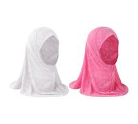 JIAHG Hijab à Enfiler pour Fille 2-4 ans Islamique Musulmane Africaine Arabe avec Bonnet Intégré - Écharpe Imprimée Turban Doux Confort Toutes Saisons
