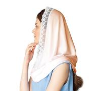 JIAHG Hijab Femme Musulmane en Mousseline Léger et Respirant Mantille Catholique Foulard de Tête en Dentelle Élégante Voile d'église Chrétien Messe Écharpe d'été Protection Solaire