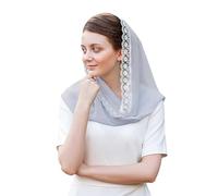 JIAHG Hijab Femme Musulmane en Mousseline Léger Respirant Mantille Catholique Foulard de Tête en Dentelle Voile d'église Chrétien Messe Écharpe d'été Protection Solaire