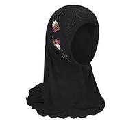 JIAHG Hijab Fille Musulmane 2-7 ans Hijab à Enfiler avec Bonnet Intégré Doux Confort Foulard de Tête Protection Solaire Printemps Été Bonnet Écharpe Arabe Indienne Africaine