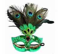 JIAHG Masque Plumes de Paon Halloween Carnaval Masque de Déguisement Mascarade Cocktail Demi-visage Masque de Luxe à Paillettes Masque de Cosplay Spectacle en Scène Fête