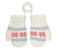 JIAHG Moufle Bébé Motif à Flocon de Neige, Moufles Tricotés Double Couches Épais Chaud, Automne Hiver Gants Plein-doigts en Plein Air, Moufle avec Cordon Anti-perdu Pour Tout-petit 0-2Ans