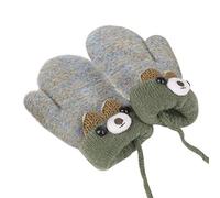 JIAHG Moufle Tricoté pour Bébé Fille et Garçon Gants d'Hiver Plein-doigts Double-Couches Epais Chaud Doux Mignon Moufle à Motif Animal avec Cordon Anti-Perdu pour Enfants 0-3 Ans