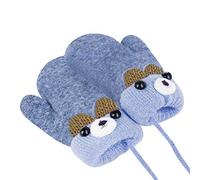 JIAHG Moufle Tricoté pour Bébé Fille et Garçon Gants d'Hiver Plein-doigts Double-Couches Epais Chaud Doux Mignon Moufle à Motif Animal avec Cordon Anti-Perdu pour Enfants 0-3 Ans