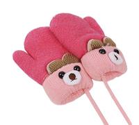 JIAHG Moufle Tricoté pour Bébé Fille et Garçon Gants d'Hiver Plein-doigts Double-Couches Epais Chaud Doux Mignon Moufle à Motif Animal avec Cordon Anti-Perdu pour Enfants 0-3 Ans