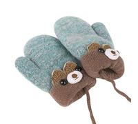 JIAHG Moufle Tricoté pour Bébé Fille et Garçon Gants d'Hiver Plein-doigts Double-Couches Epais Chaud Doux Mignon Moufle à Motif Animal avec Cordon Anti-Perdu pour Enfants 0-3 Ans