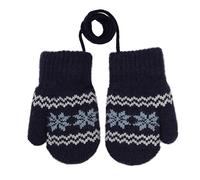 JIAHG Moufles Bébé Hiver Tricotés Doublé de Polaire Épais Chaud Gants de Noël Plein-doigts avec Cordon anti-perdu Pour Fille et Garçon de 0-3 Ans