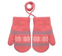 JIAHG Moufles Bébé Hiver Tricotés Doublé de Polaire Épais Chaud Gants de Noël Plein-doigts avec Cordon anti-perdu Pour Fille et Garçon de 0-3 Ans
