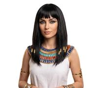 JIAHG Perruque Cléopâtre Égyptienne Noires avec Tresses, 45 cm