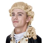 JIAHG Perruque de Déguisement Juge Avocat Perruque Baroque Cour Noble Cheveux Postiches Ondulé Blanc Accessoires de Cosplay Théâtre Opéra Jeu de Rôle Coiffure Halloween Carnaval Festival