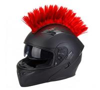 JIAHG Perruques pour Casque de Moto Perruques Synthétiques Forme de Crête de Coq Amovible Décorative pour Casque de Scooter et Boxe (Rouge)