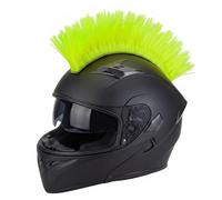 JIAHG Perruques pour Casque de Moto Perruques Synthétiques Forme de Crête de Coq Amovible Décorative pour Casque de Scooter et Boxe (Vert Fluo)