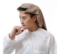 JIAHG Turban Homme Musulman Turban Homme Arabe Indien Afrique Dubaï Moyen-Orient Doux Respirant Keffieh Coton Bonnet Foulard à Frange Classique Headwrap Foulard de Tête à Motif Carré (135 * 135CM)