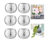 Jiahuade Boule Disco Plante,Lot de 6 Boules Disco Décoratives pour Plantes,Vase Boule Disco,Cache Pot Disco,Bol Disco,Verre Pot de Fleurs Miroir,Jardiniere Disco Deco pour Mini