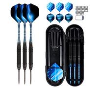 Jiahuade Fléchettes Professionnelles,Fléchettes avec Pointe en Métal,Flechette Pointe Acier Tungstène,Flechette Pointe Acier Professionnelle,Jeu De Fléchettes avec Pointe en Acier (Blau)