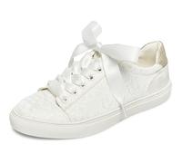 JIAJIA 8834A Mariage des Chaussures De mariée Baskets Appartements Mariée Tennis des Chaussures Dentelle Baskets Couleur Ivoire, Taille 35 EU