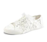JIAJIA 8836 Mariage des Chaussures De mariée Baskets Appartements Mariée Tennis des Chaussures Dentelle Baskets Couleur Ivoire, Taille 35 EU