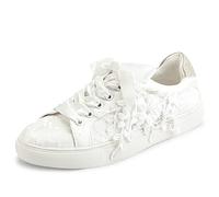 JIAJIA 8837A Mariage des Chaussures De mariée Baskets Appartements Mariée Tennis des Chaussures Dentelle Baskets Couleur Ivoire, Taille 37 EU