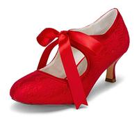 JIAJIA Wedding 14031 Chaussures de Mariée Mariage Escarpins pour Femme Couleur Rouge, Taille 41 EU