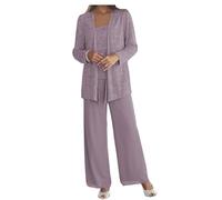 JIAJUPA Costume de mariage pour femme, grande taille, pour mère de la mariée/marié avec veste, violet, mauve, 48